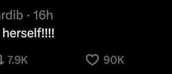 A tweet by Cardi B stating, "That girl did not off herself!!!!" with engagement metrics shown below.