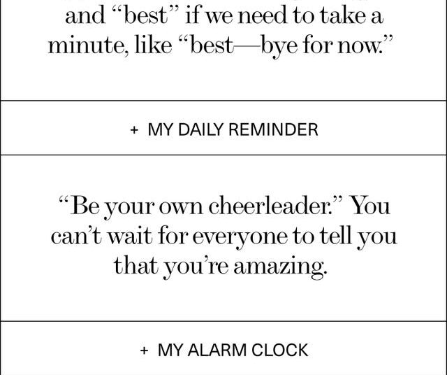 Personal note detailing coffee preference, email sign-off, daily reminder, alarm clock reference, and lunch order.