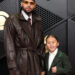 Chris Brown, left, and son Aeko attend the 68th annual Grammy Awards at Crypto.com Arena in Los Angeles on Feb. 1, 2026.