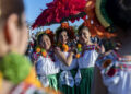 Abigail Flores, 14, from left, Leslie Barrage, 14, and Janel Cuenca, 15, all members of Ballet ...