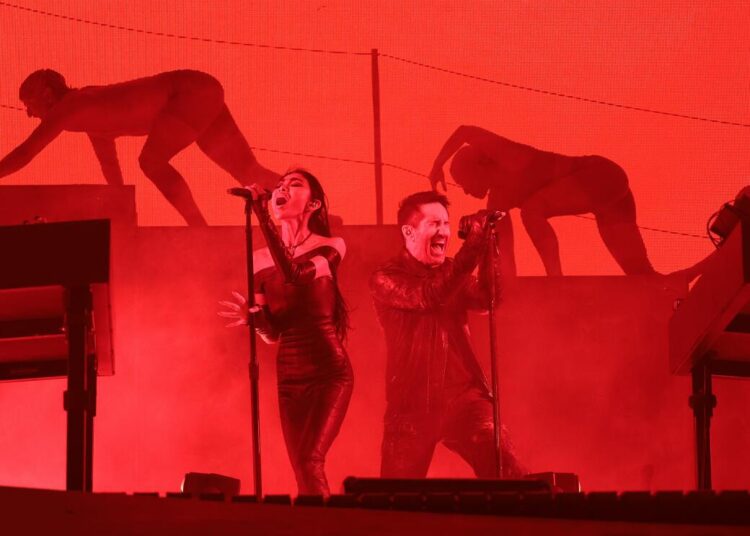 Nine Inch Noize performs at the Sahara stage during the Coachella Valley Music and Arts Festival.