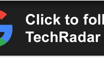 Google logo on a black background next to text reading 'Click to follow TechRadar'