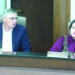 Councilmember Robert Bruce listens to Councilmember Helen Grant discuss personal liability and possible litigation at Norman's Tuesday City Council meeting. (Screenshot/Sam Royka)