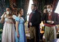 Principals in “Pride & Prejudice” at Fayetteville’s TheatreSquared (from left): Gabriela Madu as Jane, Bellah Crawford as Lizzy, Sean Patrick Ryan as Darcy and Harrison Baxley as Bingley.

(Special to the Democrat-Gazette/Wesley Hitt)