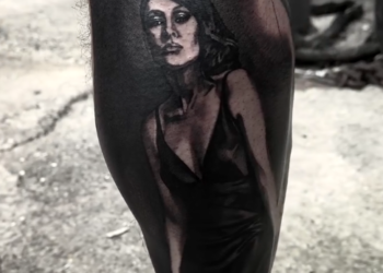 A photo of a tattoo of a woman