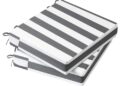 Aaaaacessories Outdoor Seat Cushions for Chairs, Waterproof, Fade-Resistant, 18" X 18" X 2", Patio Furniture Replacement Cushions, Set of 2, Gray Cabana Stripe