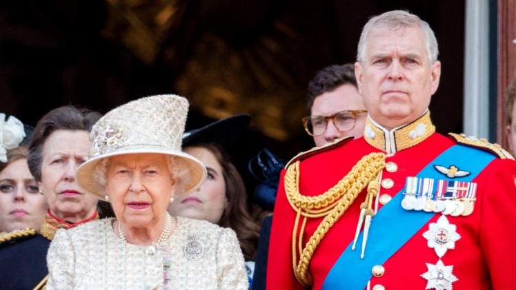 Queen Elizabeth II and Andrew Mountbatten-Windsor at Trooping The Colour in 2019. By: Ian Jones/MEGA