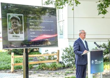 Max Metcalf, manager of government and community relations with BMW, introduced the slate of events surrounding this year's BMW Charity Pro-Am presented by TD SYNNEX. He also announced the numerous celebrities who will be on hand, including comedic actor Bill Murray.