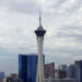 The Strat hotel-casino is seen as cloudy skies linger over the Las Vegas Valley, on Thursday, O ...