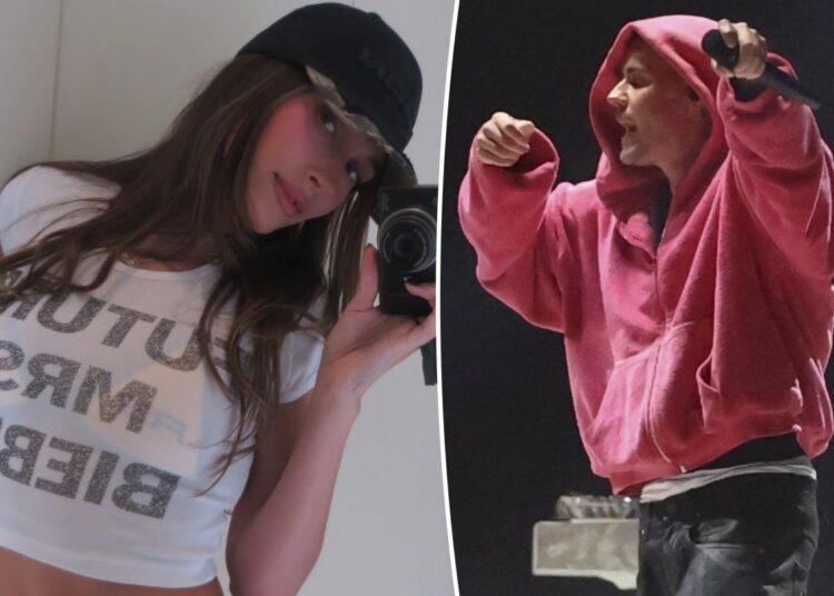 Hailey Bieber shows support for Justin's Coachella 2026 set with sultry outfit change