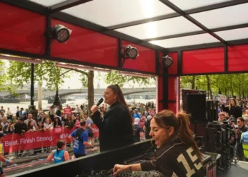 Melanie C DJing at the 2026 London Marathon