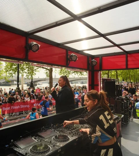 Melanie C DJing at the 2026 London Marathon