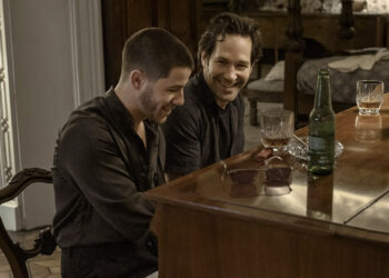 Nick Jonas as Danny and Paul Rudd as Rick in Power Ballad.