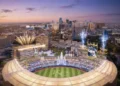 A rendering of the proposed Royals ballpark at Crown Center.