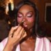 Olandria getting her makeup done for Coachella.