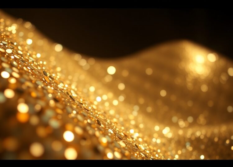 An abstract close-up photograph featuring dramatic, high-contrast textures of shimmering sequins and glittering disco glass, conceptually representing the glamour and celebrity culture surrounding Priyanka Chopra's new film 'The Bluff'.