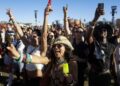 Fans dance to Addison Rae's performance at the Coachella