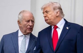 A genealogical connection reveals Trump as King Charles III's 15th cousin, tracing back to Scottish aristocracy and royal heritage. (Photo by Jim Watson / AFP) (AFP)