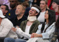 INGLEWOOD, CALIFORNIA - MARCH 09: Jack Quaid reacts during a game between the LA Clippers and the Sacramento Kings at Intuit Dome on March 09, 2025 in Inglewood, California.
