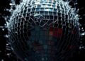An extreme close-up of shattered, glittering glass fragments in high-contrast studio lighting, conceptually representing the competitive and volatile nature of the music business.