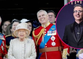 image of royal family, inset John Oliver