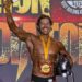 Joseph Baena celebrates at the INBA Iron Gladiator Classic Physique competition in Corona, Calif., April 4Credit: Joseph Baena/Instagram