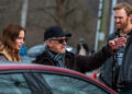 Emily Blunt, Steven Spielberg, and Wyatt Russell on the set of 'Disclosure Day'Credit: Niko Tavernise/Universal Pictures and Amblin Entertainment