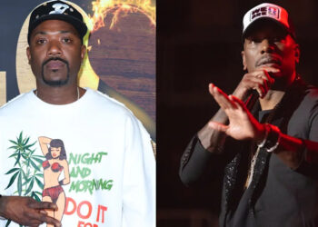 Ray J in a graphic tee and cap on the left; Tyrese Gibson performing with a mic on the right.