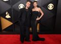 (From left) Justin Bieber and Hailey Bieber on the 2026 Grammys red carpet in Los Angeles.