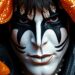 An abstract close-up photograph showcasing the luxurious textures and dramatic lighting of KISS-inspired makeup, costumes, and stage elements, capturing the glitz and glamour of the band's legendary performances.