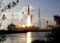 NASA's Artemis II moon rocket lifts off from the Kennedy Space Center's Launch Pad 39-B Wednesday, April 1, 2026, in Cape Canaveral, Fla. (AP Photo/Chris O'Meara)