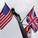 U.S., Union Jack, and Washington, D.C., flags fly in the wind near the White House ahead of Britain’s King Charles and Queen Camilla’s visit to the United States