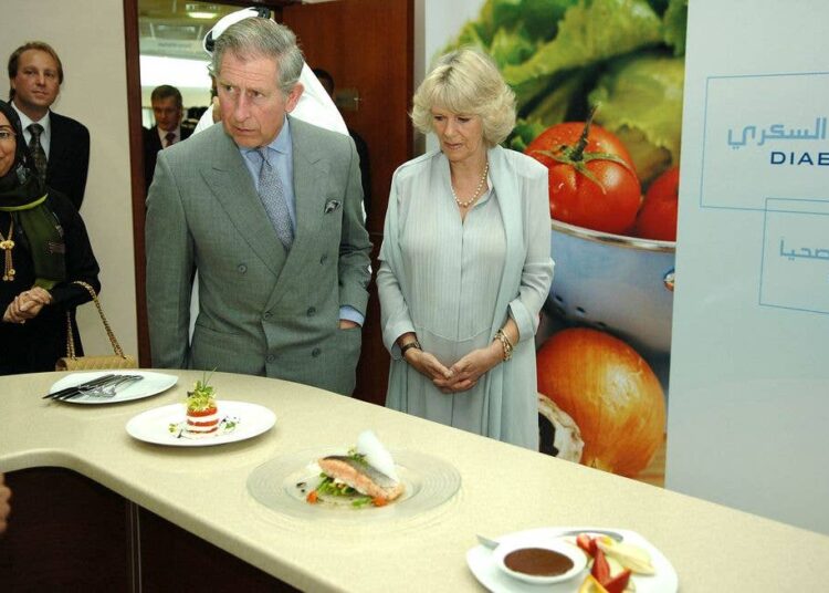 Charles and Camilla during their visit to the Imperial College of London Diabetes Centre in Abu Dhabi in 2007