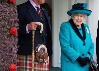 King Charles and the late Queen attending the Braemar Games