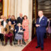King Charles III meets (front left-right) 100 year-olds Joan Illingworth, John Jervois and Mary Wood during a reception at Buckingham Palace in London to celebrate the 100th anniversary of Queen Elizabeth II's birth (Jordan Pettitt/PA Wire)