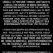 Apology message regarding a canceled performance due to illness.