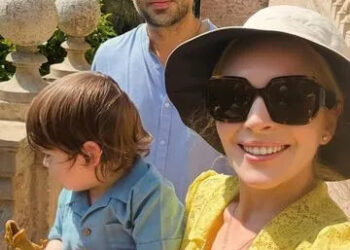 Lindsay Lohan with husband Bader Shammas and son Luai.Credit: Lindsay Lohan/Instagram