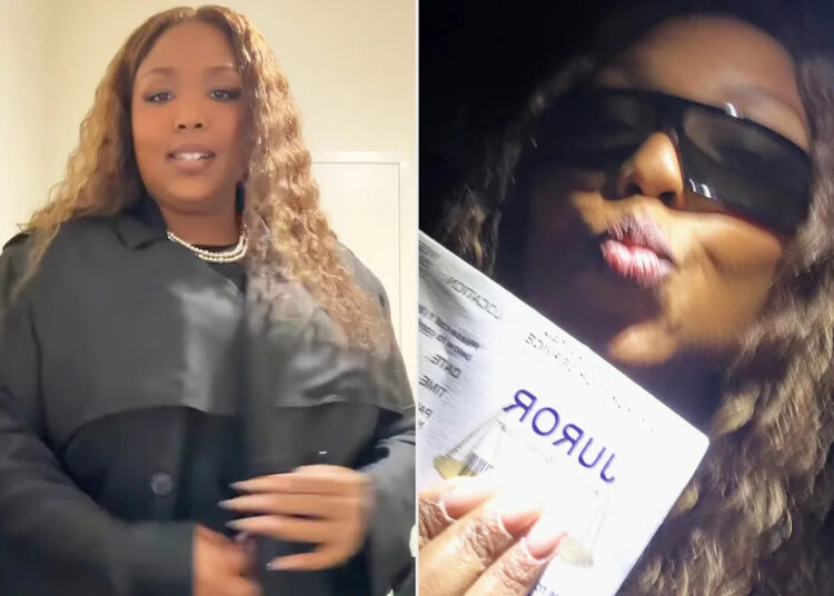 Lizzo Shows Off Her Designer Outfit for Jury Duty as She Poses at the Courthouse