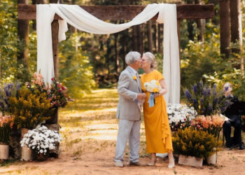Rusty Long kisses Jane Kaczmarek on their wedding day on July 5th, 2025, in Saukville, WI.Credit: Abbie Flanagan/Citrine Pine Photography