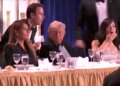 First lady Melania Trump and President Donald Trump react to reports of shots fired at the annual White House Correspondents Dinner at the Washington Hilton, Saturday, March 25, 2026, in Washington.