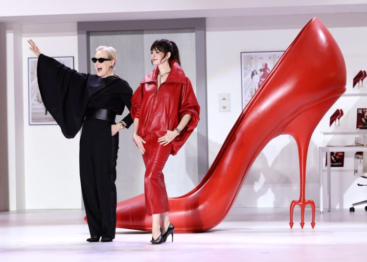 Meryl Streep and Anne Hathaway attend "The Devil Wears Prada 2" Seoul Premiere at Times Square on April 08, 2026 in Seoul, South Korea.