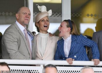 Mia Tindall was very animated as she joined her parents Mike and Zara Tindall at Aintree