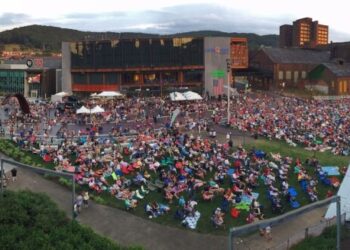 The Allentown Band performing in front of thousands at Levitt Pavilion in Bethlehem, Pa.