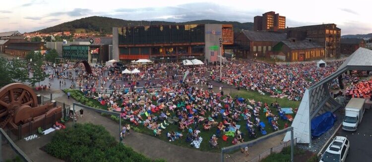 The Allentown Band performing in front of thousands at Levitt Pavilion in Bethlehem, Pa.