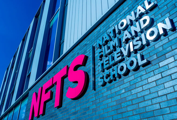 The NFTS logo on the side of a building