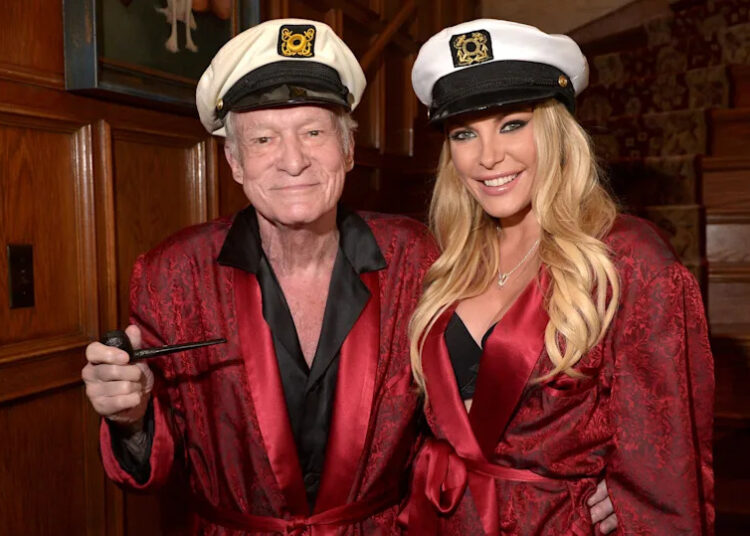 Hugh Hefner and Crystal Hefner attend Playboy Mansion's Annual Halloween Bash at The Playboy Mansion on October 25, 2014 in Los Angeles, California.