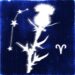 a stylized illustration combining a thistle plant and the aries constellation