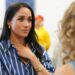 Meghan Markle meets volunteer first responders from the Bondi Surf Bathers' Life Saving Club during a visit to Bondi Beach.