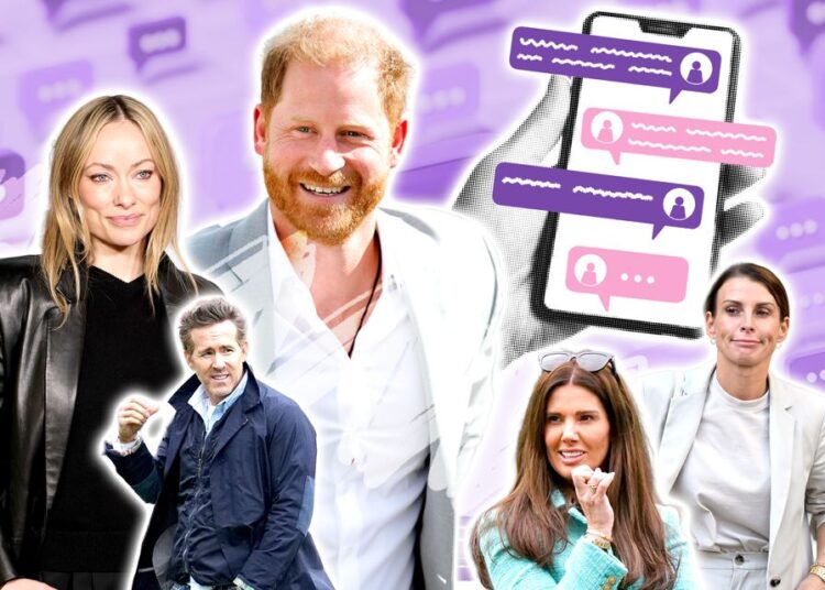 From left: Olivia Wilde, Ryan Reynolds, Prince Harry, Rebekah Vardy and Coleen Rooney all had private text messages revealed