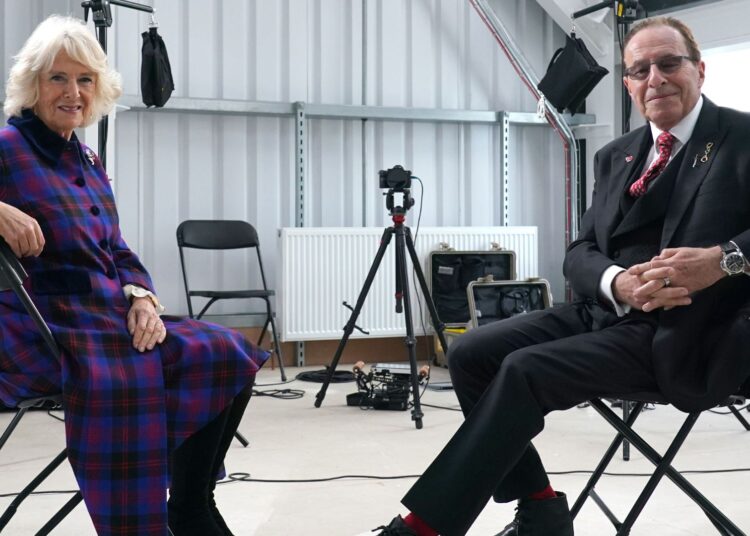 Queen Camilla with author Peter James in November 2021
